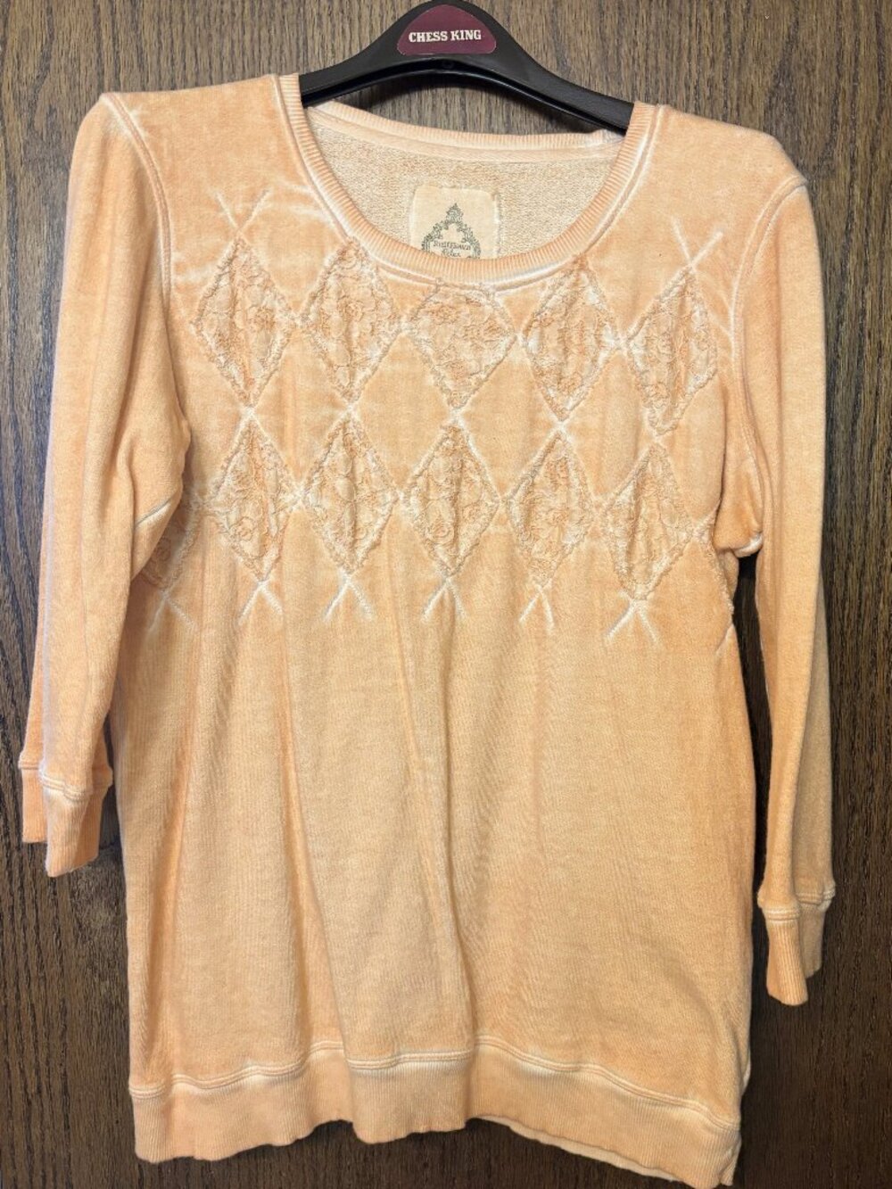 RUFF HEWN 100% Cotton Peach DIstressed Patterened Top Size Large